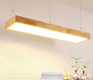 Lustre de plafond en bois naturel lampe à suspension rectangulaire salle à manger luminaires suspendus de bureau luminaires suspendus