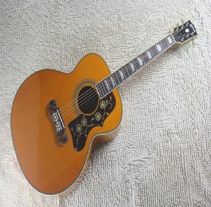 Guitarra acústica Sj200 de madera Natural, guitarra sólida de la más alta calidad, parte trasera de abeto macizo, rayas de tigre 7609414