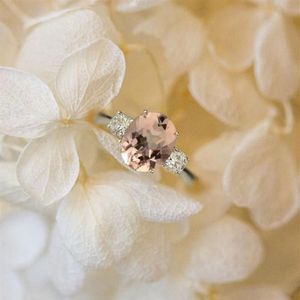 Anillo de piedras preciosas de color rosa y azul de morganita natural, Plata de Ley 925, joyería de boda para mujer CNT 66 Rings2338
