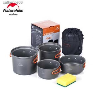 Naturehike Camping Cookware Ultralight Outdoor Tableware Cooking Set Picnic Pot Pan Bowl Kits Tourism Hiking Cooking Utensils L230621