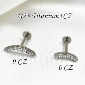 Anillos de botón de campana para el ombligo, 10 Uds., Piercing para el cuerpo, joyería G23, brillo transparente, CZ, labio, Labret, barra, oreja, mancuernas cortas, hélice, trago, Rook, cartílago 230628