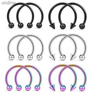 Nombril Bell Button Rings 2Pcs Cône Spike Fer À Cheval Circulaire Septum Anneau De Nez En Acier Inoxydable 316L Nipple Hoops Anneaux Septum Sourcil Oreille Piercing Bijoux YQ240125