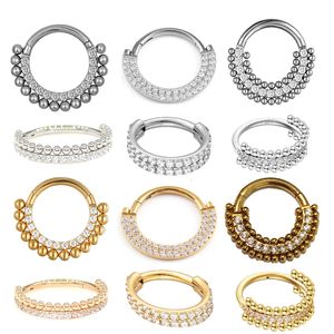 Anillos de botón de campana de ombligo 36 Daith Helix Piercing Pendientes Zircon Hight Segment Clicker Septum Percing Nariz Tragus Cartílago Joyería del cuerpo 230628