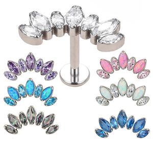 Anéis de botão de sino de umbigo ASTM 36 7 CZ Paved Top Labret Lip Stud PIERC Cartilagem da orelha Tragus Helix Piercing Studs Snug Luxury Body Jewelry 230628