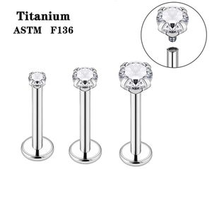 Anillos de botón de campana de ombligo ASTM 36 Crystal Zircon Lip Stud Ear Tragus Rosca interna CZ Gem 16G Moda Body Piercing Jewelry Wholesale 230628