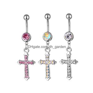 Nombril Bell Button Rings D0016 Cross Belly Ring Mix Couleurs Drop Delivery Jewelry Body Dhgarden Dhxv5