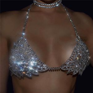 Nombril Bell Bouton Anneaux Mode Luxe Femmes Zircon Cristal Fleur Feuille Chaîne Serrée Costume Exquis Brillant Sexy Soutien-Gorge String Bikini Bijoux Accessoires 230905