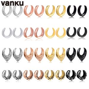 Nombril Cloche Bouton Anneaux Vanku 10pcs Selle Oreille Tunnel Plug Piercing Anneau Expander Oreille Jauges En Acier Inoxydable 6-25mm Mode Corps Piercing Bijoux 230703