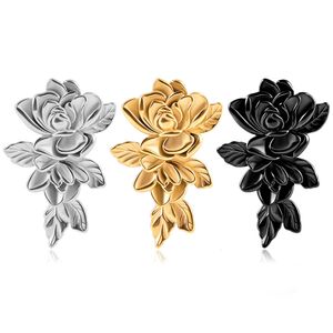 Anneaux de bouton de cloche de nombril Vanku 2 pièces poids de cintre d'oreille de fleurs de roses élégantes pour les jauges d'oreille en acier inoxydable étirées bouchons d'oreille tunnels bijoux de corps 230905