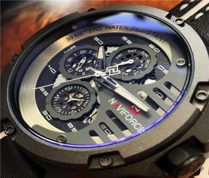 NAVIFORCE MEN039S Fashion Sports Montres en cuir étanche en cuir Creative Analog Quartz Wrist Watch Men Clock Relogie Masculin1054092