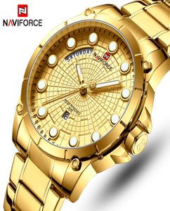 NAVIFORCE TOP Brand Luxury Montres Men Men de luxe en acier inoxydable Montres Men Gold Quartz Men039 Wrist Watch Relogie Masculino4038922