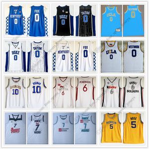 Camiseta de baloncesto de la NCAA 0 Fox Tatum Westbrook 5 Rose 6 Porzingis Gin￳bili Doncic 10 Rodman DiVincenzo Bibby Petrovic Camisetas de alta calidad