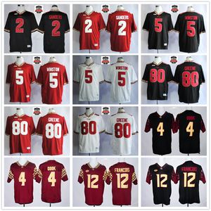 Camisetas de fútbol universitario de la NCAA 5 Jameis Winston 2 Deion Sanders 4 Dalvin Cook 12 Deondre Francois 80 Rashad Greene Jersey 2014 Parche BCS