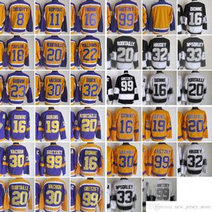 1967-1999 Film Retro CCM Hockey Jersey Broderie 99 Gretzky 8 Doughty 11 Anze Kopitar 16 Dionne 18 Taylor 19 Butch Goring 20 Robitaille 23 Brown 30 Vachon 32 Quick