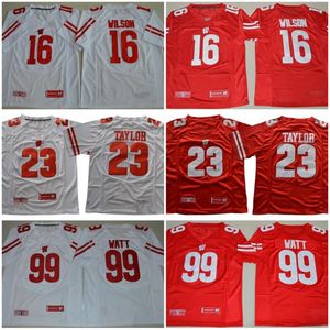 NCAA Wisconsin Badgers College Football 16 Russell Wilson Jersey Hommes 99 JJ Watt 23 Jonathan Taylor 25 Melvin Gordon III 1 Piggery Rouge Blanc