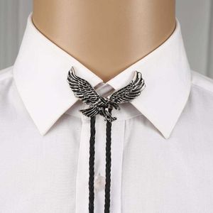 Cravates 3D volant argent aigle bolo cravate pour homme cowboy western cowgirl mousse corde en alliage de zinc cravate J230227