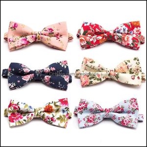 Cravates Accessoires De Mode Hommes Noeud Papillon Coton Impression Rose Floral Fêtes De Mariage Noeud Noeud Papillon Homme Mariage Chemise As876 Drop