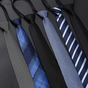 Coules de cou Lazy Zipper Mens Tie Business Robe Formel Wear Wear Stripe Color Color Coltie Cadeaux en gros Cadeaux pour hommes Slim Skinny Tie 240407