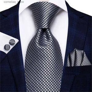 Cravates Cravates Hi-Tie 8.5 cm Business Noir Solide Paisley 100% Soie Hommes Cravate Bande De Cou Cravates pour Hommes Cravates De Mariage De Luxe Formel Gravatas Y240325