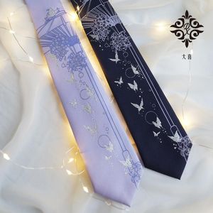 Corbatas Impresión creativa única Cool Funny Party Aceite Papel Paraguas Clavo Lila Púrpura oscuro Mariposa como regalo