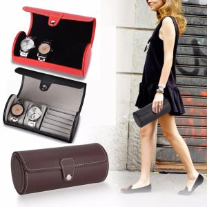 Collier 2 fente Pu Leather Watch Box Roll Roll Bijoux Bijoux Organisateur de voyage Pouche de bracele