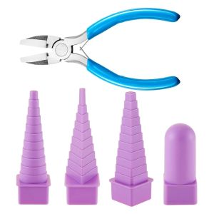 Collar 5 Pcs/Set Mandrels Púrpura Cadena de punta de nylon Alivadores para joyas que hacen herramienta redonda de envoltura de alambre cuadrado triángulo ovalado