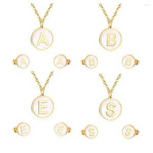 Collier boucles d'oreilles ensemble 2023 tendance AZ lettre en acier inoxydable bijoux pour femmes couleur or pendentif et cadeau en vrac