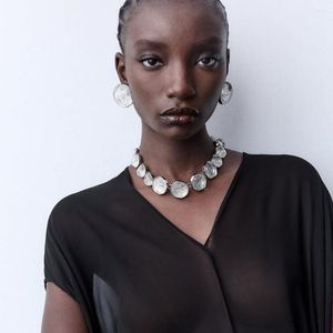 Zaa – ensemble de boucles d'oreilles et collier en résine métallique, ras du cou, bijoux de fête pour femmes, cadeau, vente en gros, 2023