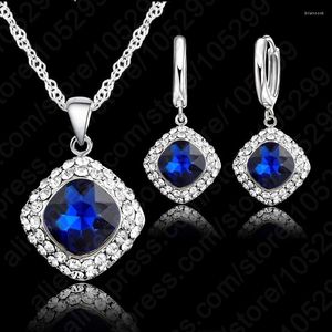 Conjunto de pendientes de collar, joyería de cristal de plata de ley 925, pendiente de diamantes de imitación coloridos, venta al por mayor