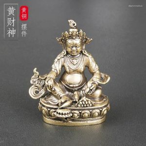 Collier Boucles d'oreilles Set en laiton Huang Caishen Ornements tibétains religieux Bouddha Artisanat Culte de culte Wenwan Collection