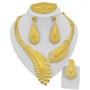 Collar Pendientes Set Dubai Gold Para Mujer Italiano Plateado 24k Original Luxury Designer Jewelry