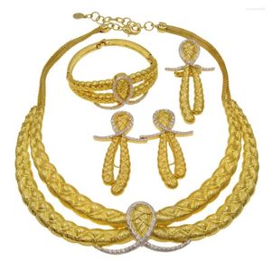 Collier boucles d'oreilles ensemble pour femmes mode déclaration italienne conceptions anneaux exquis tendances bijoux de fête