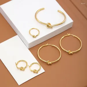 Ensemble collier et boucles d'oreilles pour femmes, marque de styliste français, anneau ouvert avec nœud, mode bijoux de luxe, cadeau