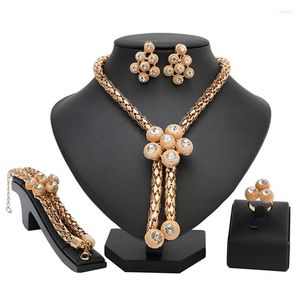 Collier boucles d'oreilles ensemble Longqu bijoux femmes Dubai plaqué or Bracelet anneau haute qualité bijoux accessoires en gros