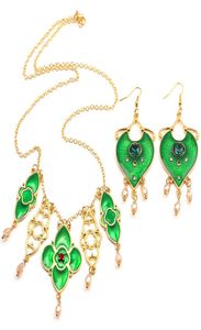 Conjunto de pendientes y collar, conjunto de pendientes y collar con estilo de amor de princesa Jasmine, chapado en oro y perlas de cristal de colores, conjunto Whole7118873