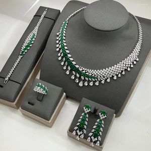 Collar Pendientes Conjunto TIRIM Joyería de lujo para mujer CZ Cubic Zircon Dubai Clásico Elegante Traje Estilo Charm Accesorios nupciales Joyería