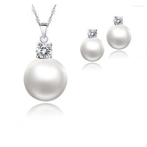 Collier Boucles d'oreilles Set Top Quality Jewelry Water Perle 925 STERLING Silver Needle Pendant