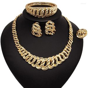 Yulaili – ensemble de boucles d'oreilles et collier pour femmes, mode africaine, fête de mariage, alliage de cuivre, grand bracelet géométrique, bijoux fins