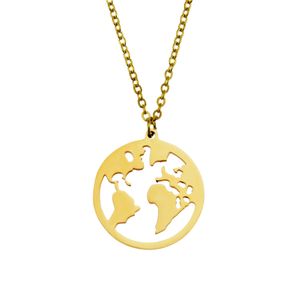 collier pour hommes chaîne lien cubain chaînes en or bijoux glacé pendentif carte du monde en acier inoxydable amoureux