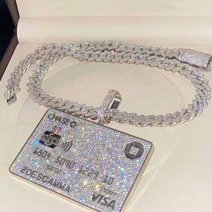 collier moissanite chaîne Designer Bijoux carte de crédit pendentif argent personnalisé def vvs Nom personnalisé Chaîne pour hommes femmes glacé