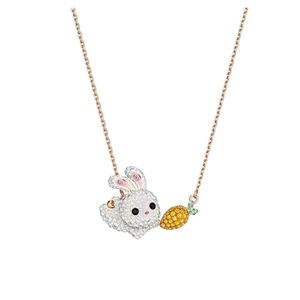 Collier Swarovski Designer Luxe Mode Femmes Nouveau Collier Année Du Lapin Mignon Clavicule Chaîne Lapin Radis Simple Mignon Et À La Mode Cadeau Pour Les Filles