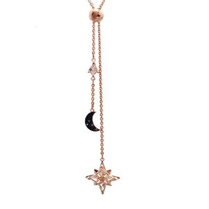 Collar Swarovski Diseñador Moda de lujo Mujer Collar de borlas a juego Estrella en forma de Y Luna Elemento de golondrina Cadena de clavícula de cristal