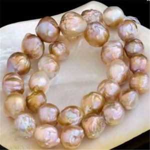 Collares Collar de perlas barrocas de color rosa natural de 1213 mm, cierre de 14 K, 18 pulgadas, boda en forma de lágrima para mujer, AAA magnífico cultivado