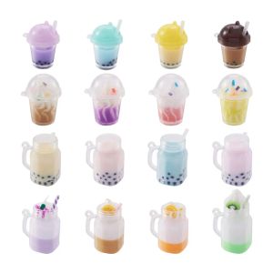 Collares 32 piezas Mitation de resina Máquel Charms de té Burbujas Copa de helado de té Botella PARTEL
