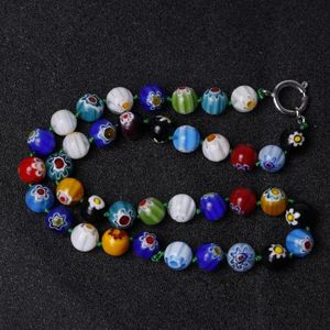 Colliers 3 pièces/lot Millefiori verre au chalumeau Murano perles collier 10x7mm chaud