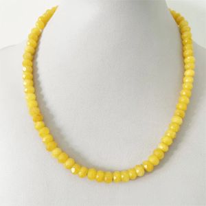 Collares 5 * 8 MM Facetado Profundo Amarillo Topacio Jade Collar Piedra Natural Chocker Cuentas al por mayor Madre Hija 40/45/50/55 cm