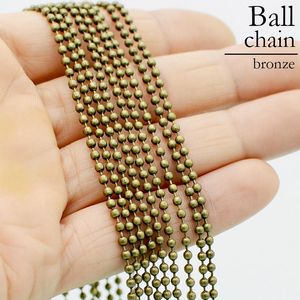 Colliers 50 Pièces Collier de Chaîne de Boule en Laiton Antique 2.4mm 1.5mm Collier de Perles Or Bronze Cuivre Gunmetal Noir pour la Fabrication de Bijoux pour Femmes