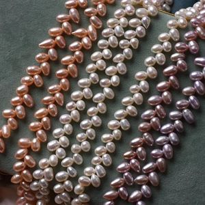 Colliers 6x7 mm 80pcs / lot rose violet 100% naturel en eau douce perle perles lâche brins charmes