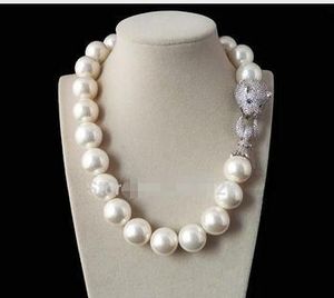 Colliers une véritable vente énorme 14mm véritable blanc mer du sud coquille perle perles rondes collier bijoux perles 925 mariage femmes cadeau