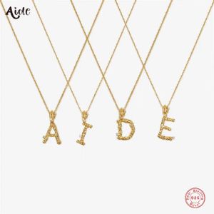 Colliers Aide 925 Sterling Silver Zircon AZ Alphabet Pendant Chain Collier pour femme Elegant Initial Name Letter Collier Bijoux Cadeau